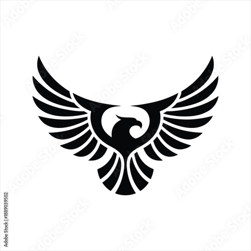 Powerful falcon hawk bird silhouette for speed and agility sports logo