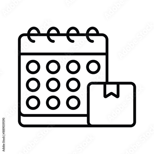 A well crafted outline icon showing delivery schedule calendar.