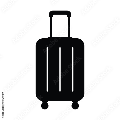 Suitcase Travel Luggage Icon with Wheels in Flat Minimal Style