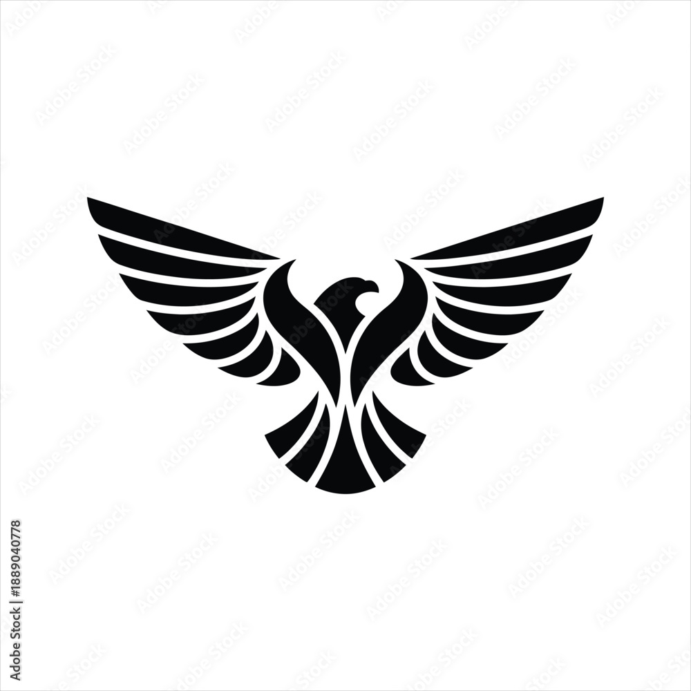Obraz premium Symmetrical falcon bird mascot logo for security and automotive brand