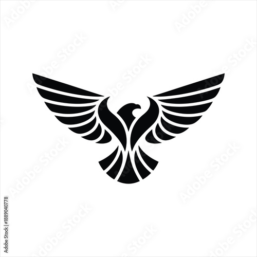 Symmetrical falcon bird mascot logo for security and automotive brand