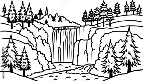 Very beautiful frozen landscape of Keila-Joa, Estonia, transforms into a winter wonderland with icy waterfalls, snow-covered trees, and silent northern scenery under soft winter light.