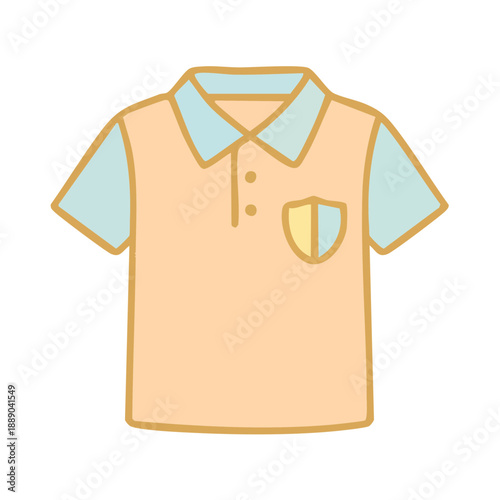 Simple Cartoon Style Polo Shirt Illustration.