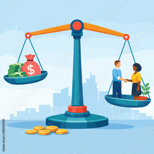 Concept of equal pay and gender equality in business and finance