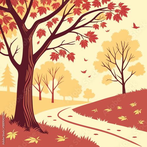 Autumn path through forest