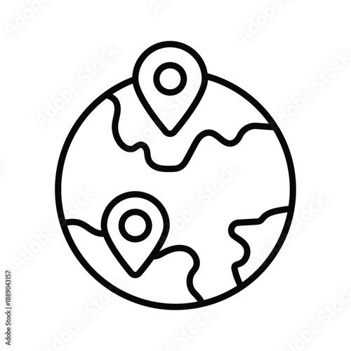 A outline icon representing global tracking logistics system