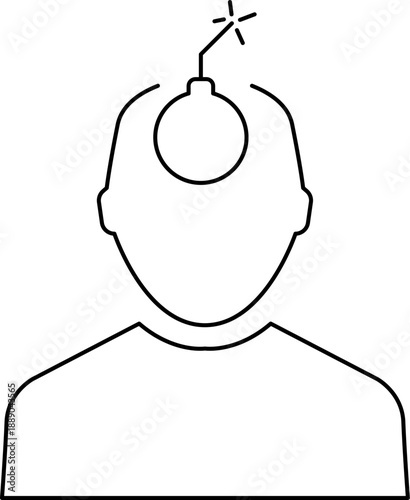 Stress, depression black silhouette Emotions line icons set isolated on white. Nervous breakdown, heaviness, neurasthenia pictograms collection. Frustration. Headache vector