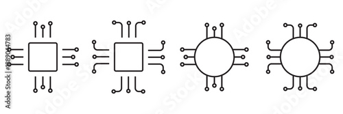 Artificial Intelligence AI Processor Chip Line Icon for Smart Computing Systems 
Vector Illustration