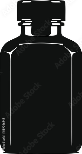 Beauty bottle vector icon black silhouette. realistic cosmetic product packaging. isolated serum container template mock up