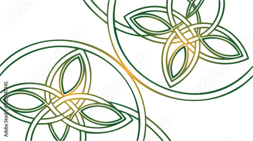 Intricate interlaced celtic knotwork pattern with organic leaflike shapes and curved lines creating a decorative symmetrical design isolated on transparent background
