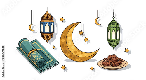Islamic Symbols and Decorations for Ramadan Celebration