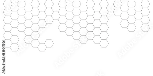 Hexagon Honeycomb Seamless Pattern – Black and White Geometric Abstract Background Vector