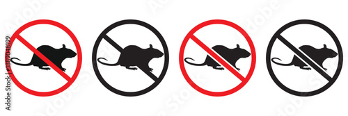 No Rats and Mice Allowed Pest Control Prohibition Warning Sign Vector Illustration Isolated 
on White Background