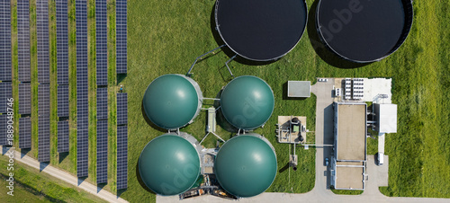 Wallpaper Mural Aerial view of biogas plant using renewable energy for biomethane production Torontodigital.ca