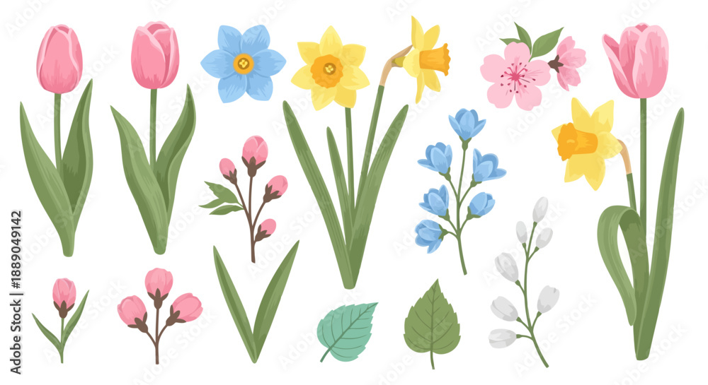 custom made wallpaper toronto digitalColorful Spring Floral Elements