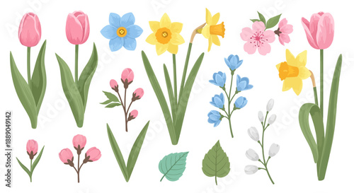 Wallpaper Mural Colorful Spring Floral Elements Torontodigital.ca