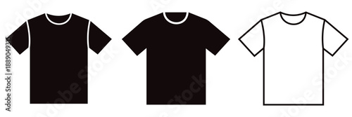 Minimalist T Shirt Icon in Outline and Glyph Style with Simple Black Clothing Vector Illustration