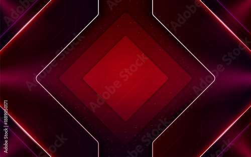 Technology background. Abstract business pattern. 3D design texture or digital frame. Modern futuristic cover. Square infrared border. Shiny rectangles. Surface texture. Vector red banner