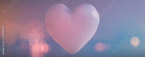 Elegant composition of a pastel gradient heart showing the feeling of love and connection in a soft dreamy atmosphere with gentle colors and glowing lights in the background