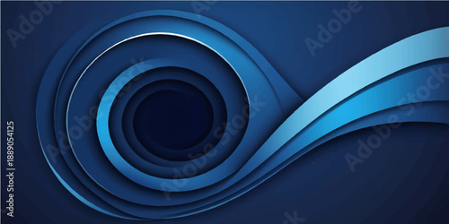 An abstract blue background featuring a digital swirl of light lines and motion energy creating a fractal vortex pattern with a spiral water texture