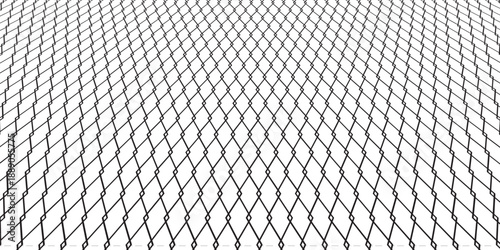 Steel wire chain link fence seamless pattern. Metal lattice with rhombus, diamond shape silhouette. Grid fence background.