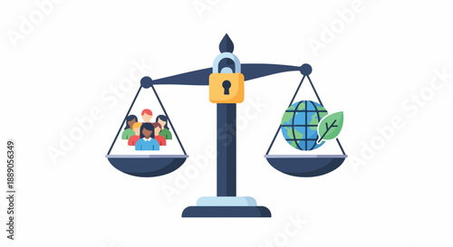 Balancing act Scales of justice weigh human well-being against environmental preservation