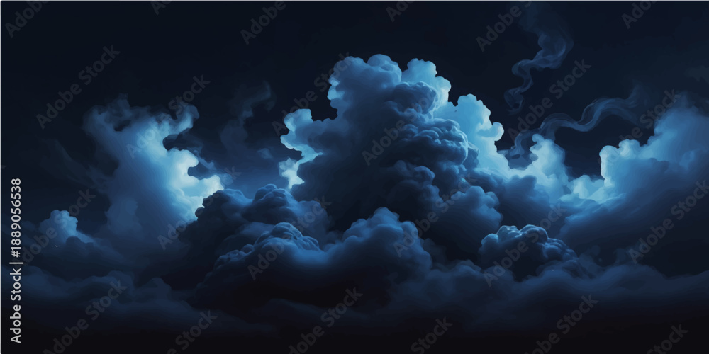 Naklejka premium A bright summer day features fluffy white cumulus clouds drifting across a clear blue sky atmosphere, creating a peaceful nature cloudscape filled with light and airy heaven vibes