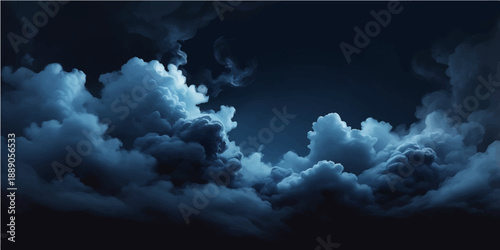 Beautiful bright blue sky with fluffy white cumulus clouds in the summer atmosphere under natural sunlight