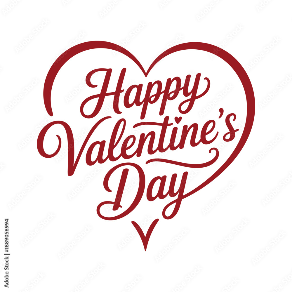 Fototapeta premium Happy Valentine’s Day Heart Shape Typography Lettering on White Background