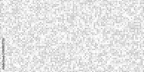 Silver mosaic disco ball background with white mirror glitter and light spots texture. Shiny grey tones sequin pattern. Festive fashion decoration. Glam sparkle Christmas wall. Vector illustration.