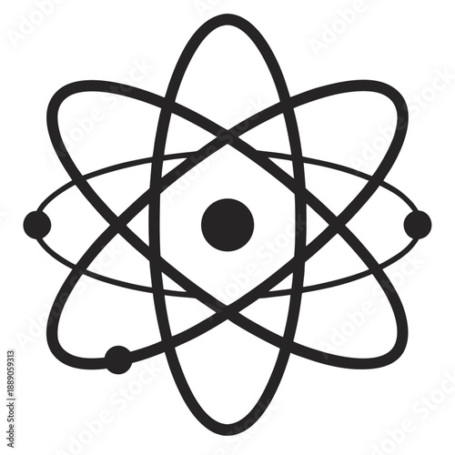 Classic representation of an atom showing electrons orbiting a central nucleus Vector