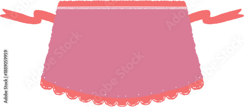 Foto Cute pink frill apron illustration, lovely lace waist apron vector on transparen