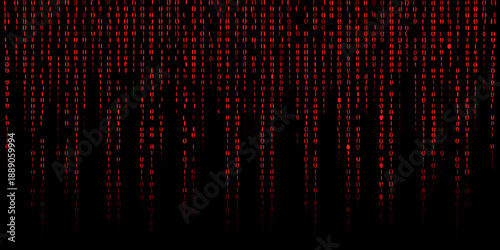 A digital rain of red code cascading down a black background