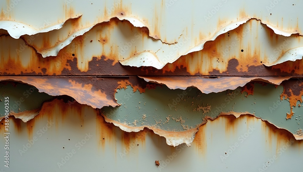 Obraz premium Close-up of Rusted Metal Surface with Peeling Paint and Texture.