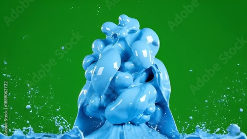 Dynamic Blue Liquid Explosion, Abstract Art, Studio, Photography, Colorful, Close-up, Creative Design