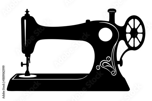 vintage sewing machine icon, sewing machine silhouette vector