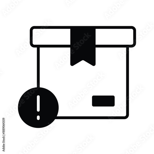 A glyph icon showing damaged package alert warning.
