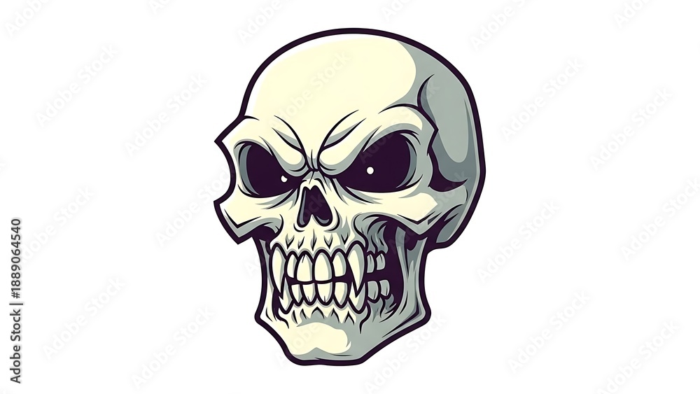 Fototapeta premium Illustration of Human Skull with Angry Expression.