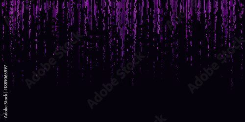 Abstract digital rain effect with cascading purple code on black