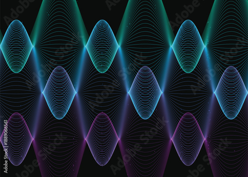 Colorful Sine Wave Interference Pattern on Black Background