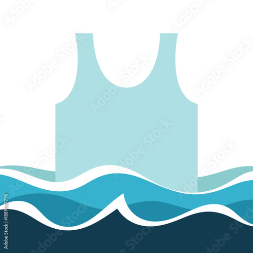 Life jacket floating on water surface