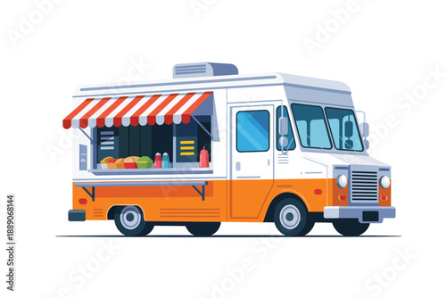 Food truck with orange and white color scheme