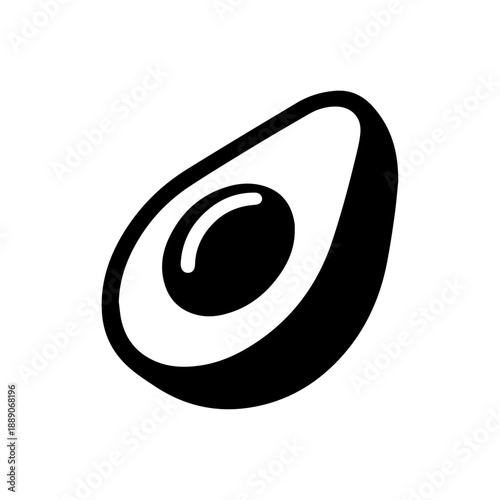 Modern minimalist avocado fruit icon with shadow, 2D flat vector for healthy food branding.