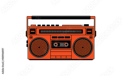 Vintage orange boombox with cassette player