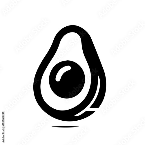Minimalist line art avocado icon, modern stroke vector illustration for organic food menu.