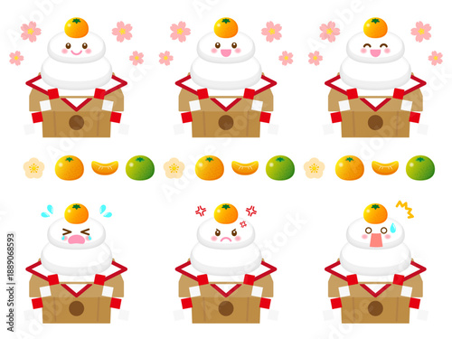 キュートな鏡餅のイラスト素材セット2