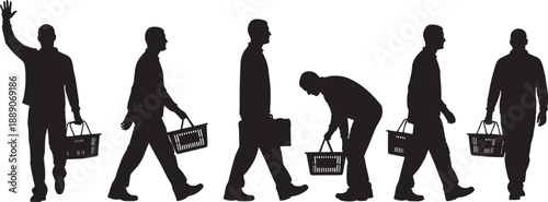 Diverse Silhouette Collection of Human Life Cycle Stages Family Bonding Moments and Profile User Avatars with Different Hairstyles Isolated on White for Social Media Concepts