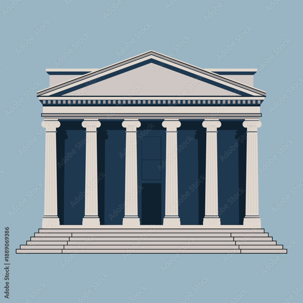 Fototapeta premium Stately bank icon with Corinthian columns – Great for high-end financial branding, museum graphics, or authority symbols.