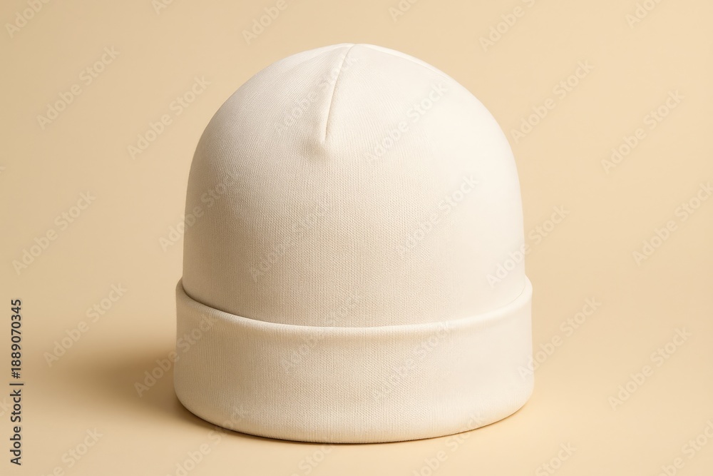 Fototapeta premium Blank white beanie hat mockup