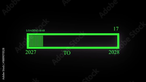 Futuristic year change loading bar 2027–2028 startup and business concept